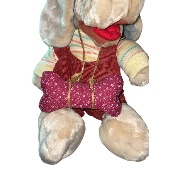 Ganz Bros Wrinkles the Dog Hand Puppet Plush Overalls Puppy 17” w/ Bone VTG‎ 80s - Picture 5 of 13